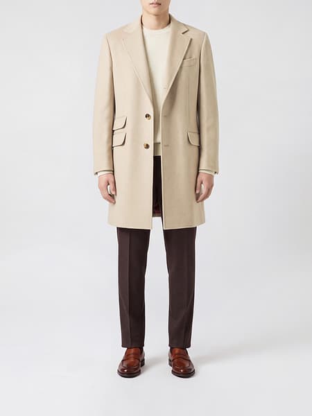 Manteau droit Brunello Cucinelli en pur cachemire avec revers classiques