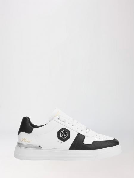 Philipp Plein Low-Top Smooth Leather Sneakers with Hexagon Logo