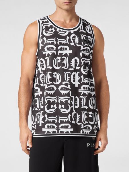 Philipp Plein Gothic Cotton Vest with Contrast Logo and Crew Neck