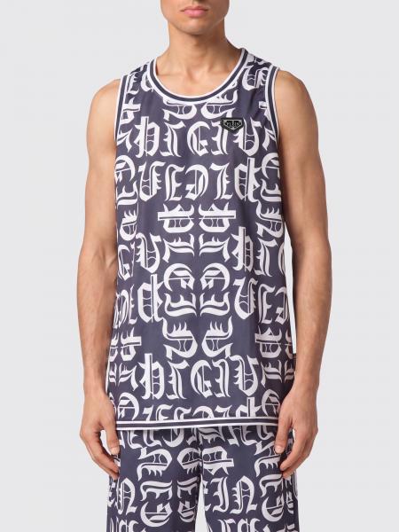 Philipp Plein Gothic Cotton Vest with Contrast Logo and Crew Neck