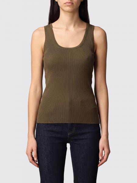 Max Mara Slim Fit Ribbed Cotton Knit U-Neck Top