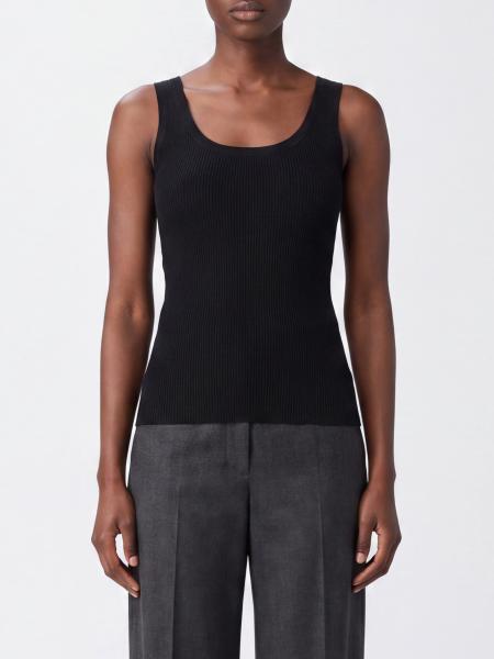 Max Mara Slim Fit Ribbed Cotton Knit U-Neck Top