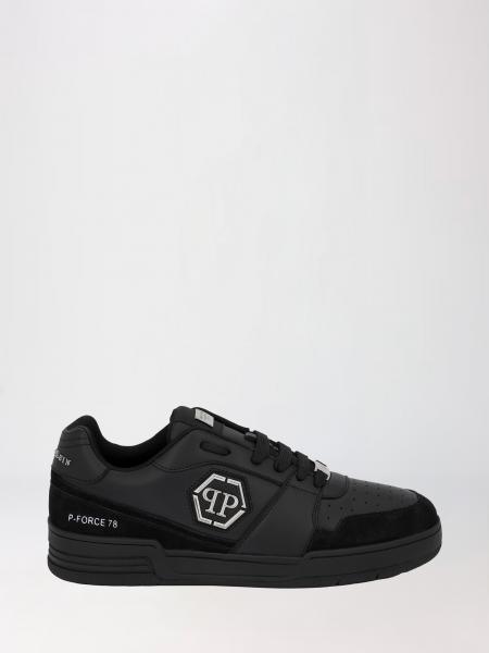 Low-Top Philipp Plein Sneakers in Leather and Suede with Monogram and Hexagon Logo