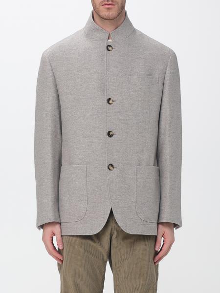 Brunello Cucinelli Water-Repellent Cashmere Short Single-Breasted Coat with High Collar