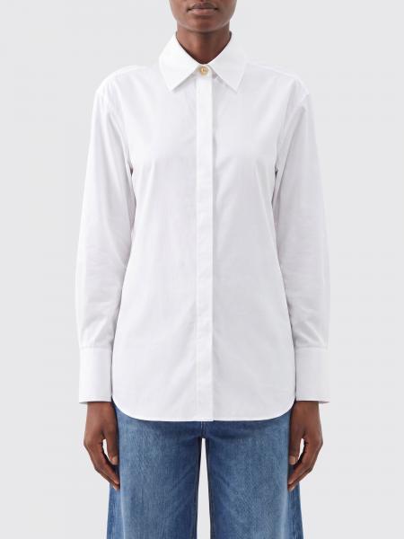 Cotton Poplin Shirt Balmain with Concealed Buttoning