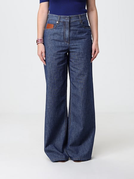 Mid-Rise Wide Leg Jeans Fendi in Cotton Denim