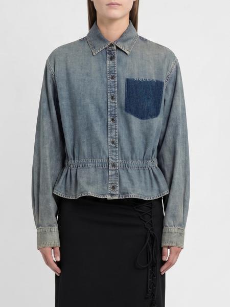 McQueen Relaxed Fit Cotton Denim Shirt with Dropped Shoulders