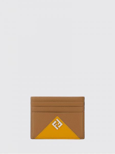 Flaches Kartenetui Lui Fendi aus genarbtem Leder mit FF-Monogramm und Logo