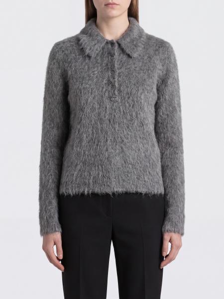 Long-Sleeved Polo Chloé in Wool and Mohair Blend with a Classic Collar