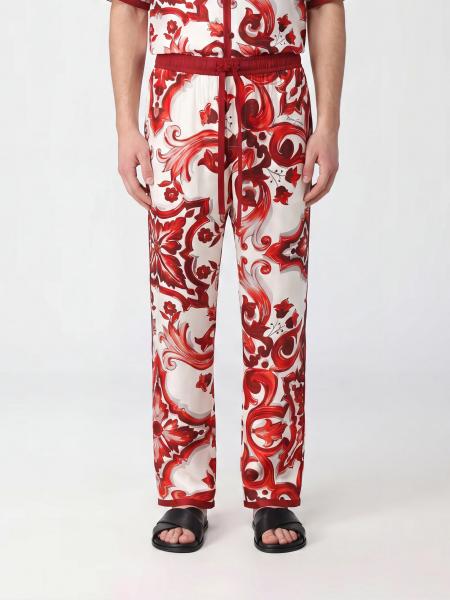 Dolce & Gabbana Majolica Print Straight-Leg Silk Trousers