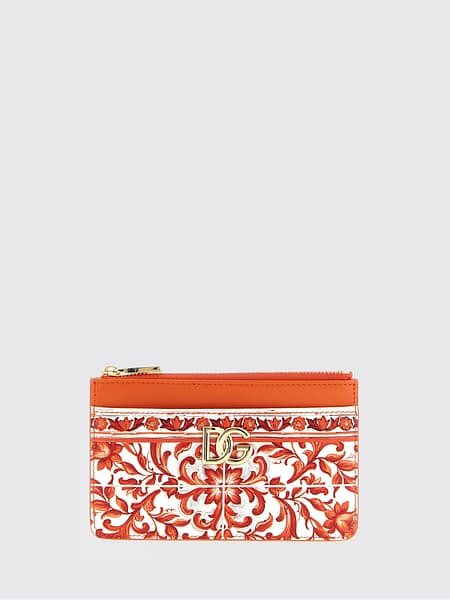 Maiolica Calfskin Leather Card Holder Dolce & Gabbana with DG Logo