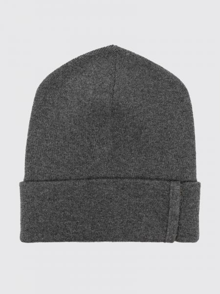 Beanie aus reinem Kaschmir von Brunello Cucinelli mit Umschlag und Monili-Verzierung