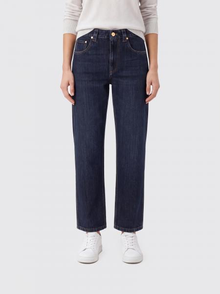 High-Waisted Five-Pocket Straight Jeans Brunello Cucinelli in Cotton Denim