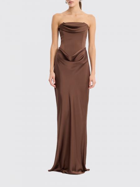 Rotate Off-the-Shoulder Draped Satin Bustier Gown