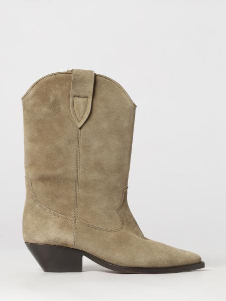 Duerto Mid-Calf Suede Western Boots Isabel Marant with Flared Heel
