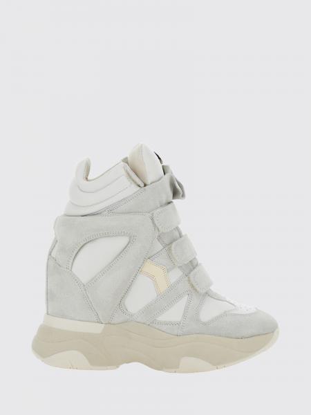 Isabel Marant Balskee High-Top Leather Wedge Trainers with Velcro