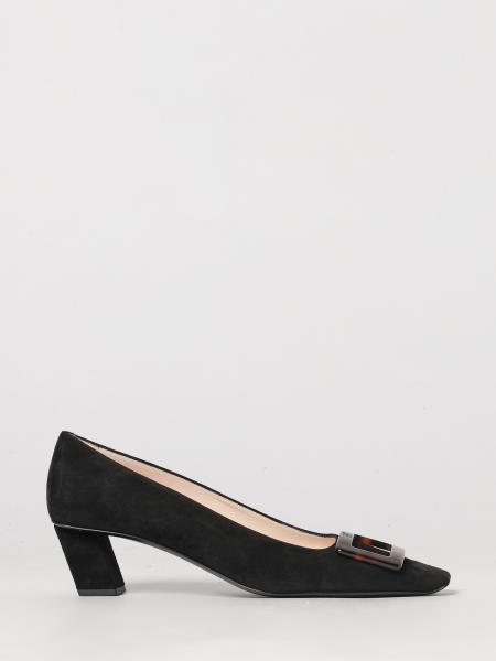 Wildlederpumps von Roger Vivier mit Schnalle und niedrigem Absatz