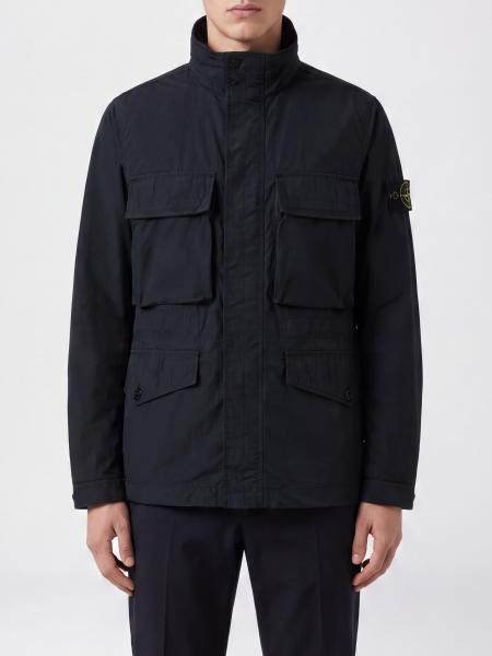 Stone Island Short Technical Twill Parka with High Neck and Compass Logo