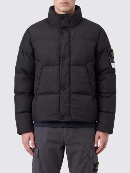 Short Quilted Water-Repellent Nylon Stone Island Down Jacket with Logo