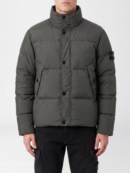 Kurze, gesteppte, wasserabweisende Nylon-Daunenjacke Stone Island mit Logo