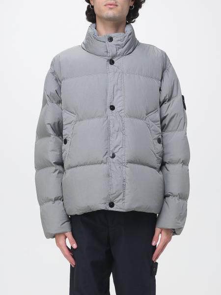 Short Quilted Water-Repellent Nylon Stone Island Down Jacket with Logo