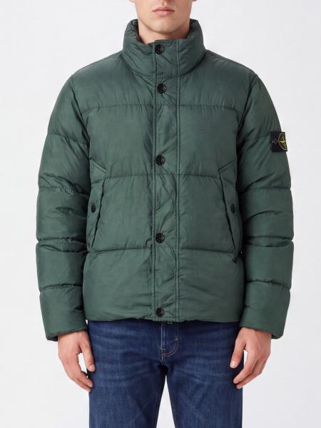 Short Quilted Water-Repellent Nylon Stone Island Down Jacket with Logo