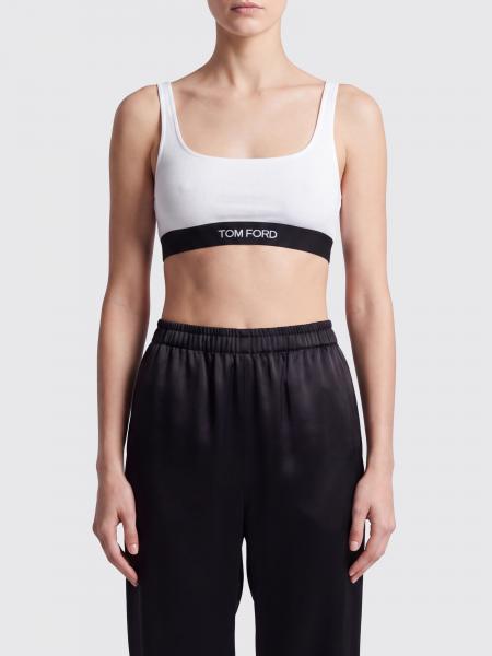 Tom Ford Cropped Modal Bralette Top with Contrast Logo Band