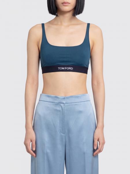 Tom Ford Cropped Modal Bralette Top with Contrast Logo Band