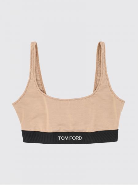 Tom Ford Cropped Modal Bralette Top with Contrast Logo Band