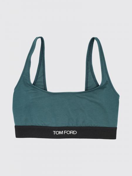 Tom Ford Cropped Modal Bralette Top with Contrast Logo Band