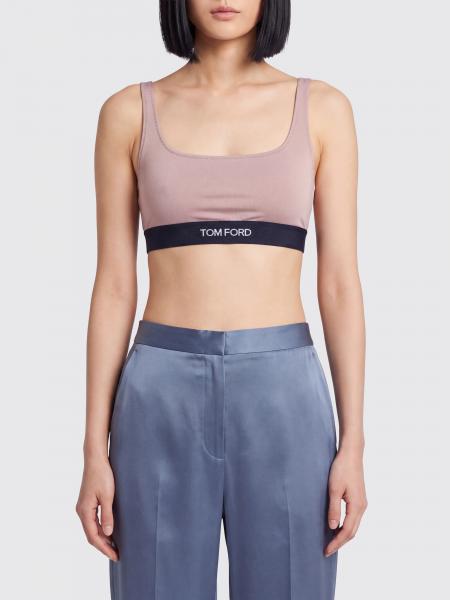 Tom Ford Cropped Modal Bralette Top with Contrast Logo Band