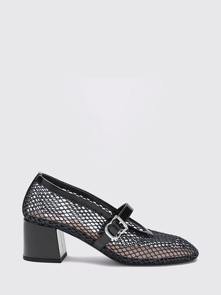 Alaïa Mary Jane Court Shoes in Patent Leather and Mesh with a Medium Block Heel