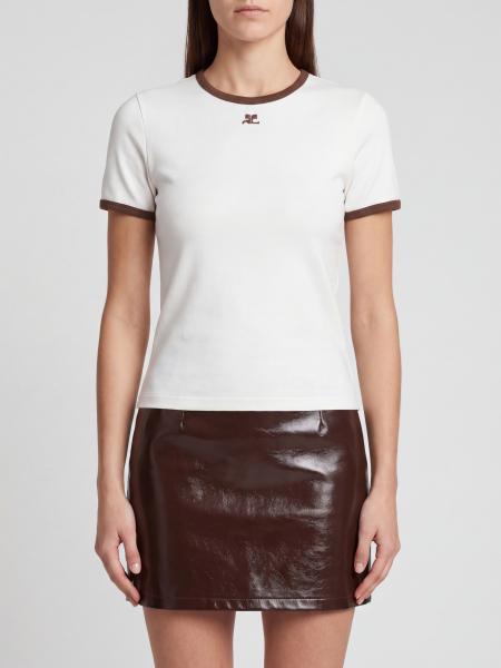 Courrèges Slim Fit Cotton T-Shirt with Tone-on-Tone Logo