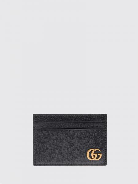 Gucci GG Marmont Pebbled Leather Card Holder with Double G Logo
