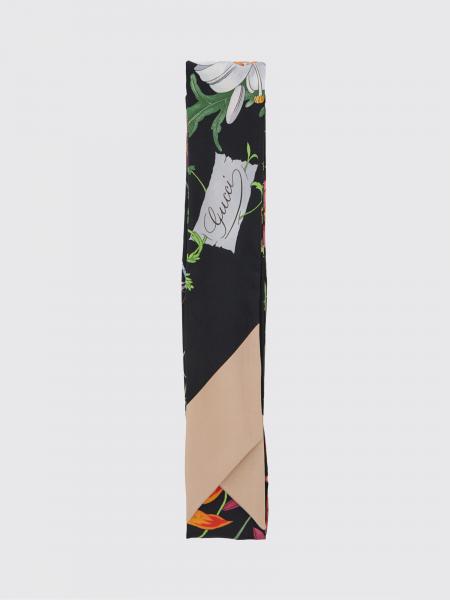 Pañuelo bandeau Gucci de seda con estampado floral y logo