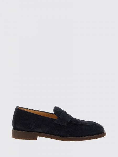 Suede Calfskin Penny Loafers Brunello Cucinelli with Rubber Sole