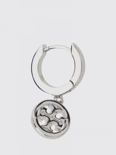 Boucles d'oreilles pendantes créoles Icon Tory Burch avec logo Double T et strass