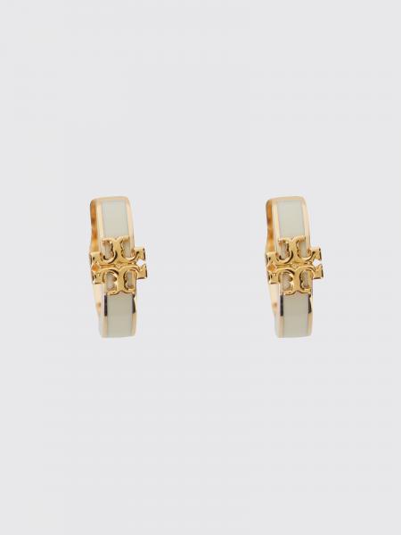 Pendientes de aro Icon Tory Burch de latón esmaltado con logo Double T
