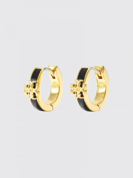 Pendientes de aro Icon Tory Burch de latón esmaltado con logo Double T