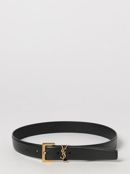 Cassandre 3 cm Calfskin Leather Belt Saint Laurent with YSL Monogram