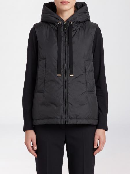 Max Mara The Cube Padded Technical Fabric Vest with Hood and High Neck