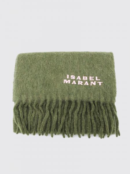 Isabel Marant Firny Embroidered-Logo Alpaca Wool-Blend Scarf with Fringes