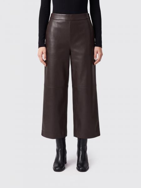 Pantaloni cropped 'S Max Mara in pelle sintetica con design a gamba larga