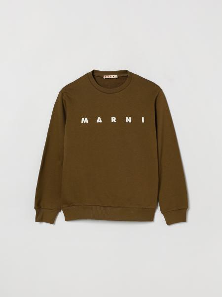 Sweatshirt à col rond Marni pour garçon en coton avec logo contrastant