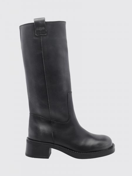 Sajan Leather Knee-High Boots Alohas with Square Toe and Low Heel