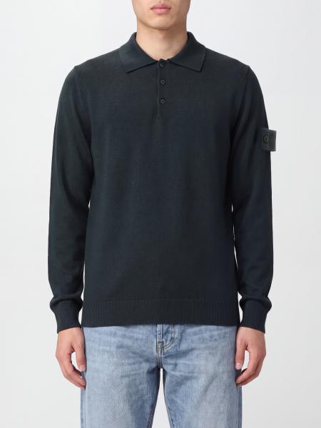 Stone Island Langarm-Strickpolo aus Wolle mit Compass-Logo