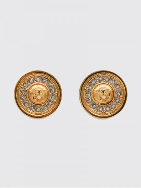 Gold-Tone Medusa Stud Earrings Versace with Encrusted Crystals