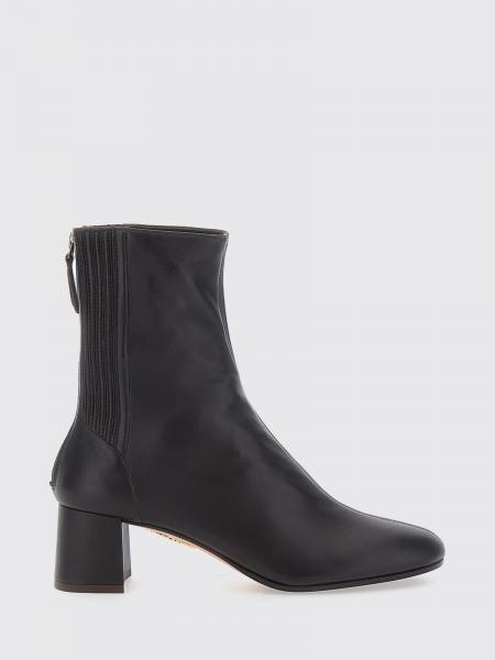 Saint Honorè Nappa Leather Ankle Boots Aquazzura with Round Toe and Rear Zip