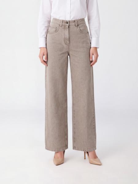 High-Waisted Wide Leg Cotton Denim Jeans by Brunello Cucinelli