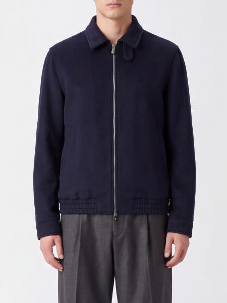 Wool Bomber Jacket Brunello Cucinelli with High Neck and Zip Closure